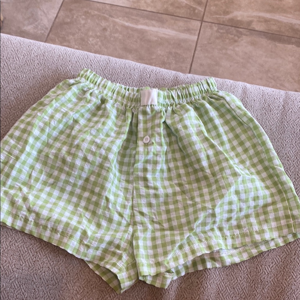 Green Gingham Women's Shorts